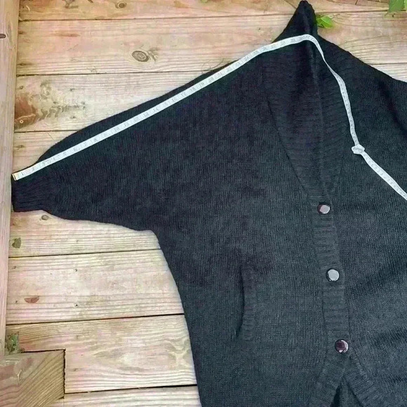 I. B. Diffusion Vintage small mohair wool, bat wing, heavy knit cardigan, black - Picture 8 of 13
